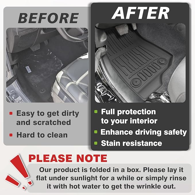 TripleAliners Floor Mats All Weather Compatible with 2020-2023 2024 2025 Jeep Gladiator JT Accessories 1st & 2nd Row Full Set Floor Liners TPE Heavy Duty Custom Fit Car Mats