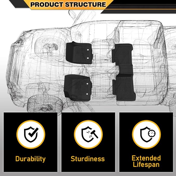 TPE Floor Mats Cargo Mats, Compatible with Toyota Sienna 2021-2025 (Only for 8 Seat), 1st & 2nd & 3rd Row, All Weather Full Cover Protection, Black Cargo Liner Interior Accessories