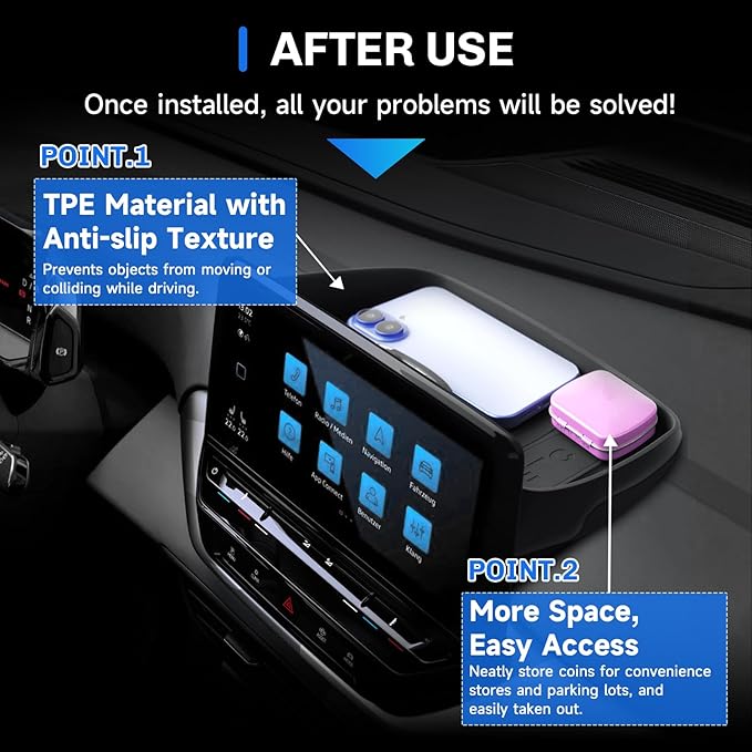 SXCY for 2025 VW ID.4 Dashboard Organizer Tray for 2020-2025 Volkswagen ID.4 Accessories Screen Back Console Tray 2022 2023 2024 2025 VW ID.4 Behind Dash Console Organizer