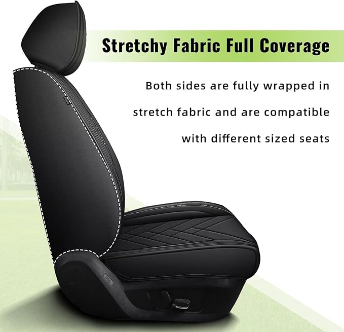 AOMSAZTO Car Seat Covers Fit for Kia Soul 2010-2025 2026 Premium Front Seat Covers Waterproof Leather Automotive Seat Covers Compatible with Airbag (2 Seats,Black)