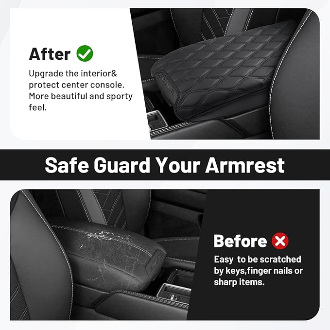 Autorder Center Console Cover for Nissan Pathfinder 2022-2025 2026 Accessories Armrest Cushion Cover Nappa Leather Middle Console Covers Pathfinder Console Cushion Pad Anti-Scratch