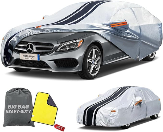 [2025 Upgrade] Car Cover Custom Fit for Mercedes Benz C-Class C300/C250/ C43 Sedan (2004-2025), Waterproof All Weather for Automobiles Full Exterior Cover Rain Sun Snow UV Protector.