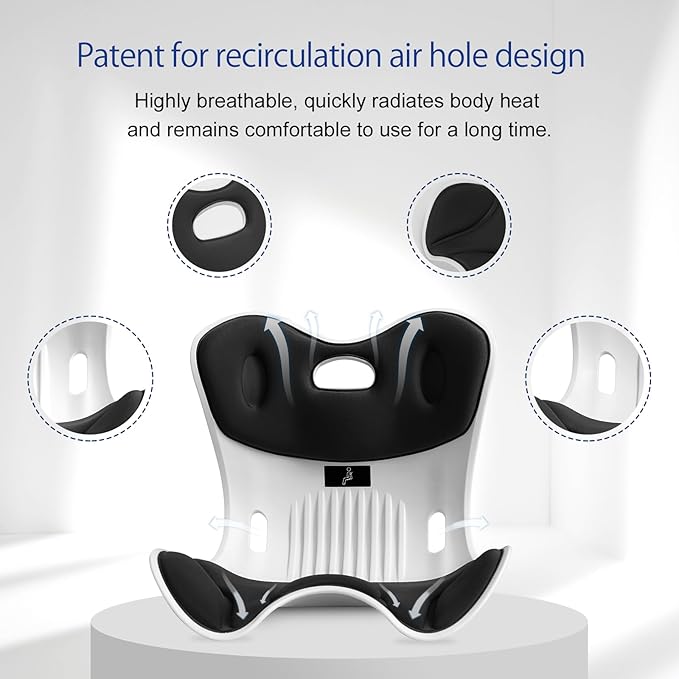 Ergonomic Back Support Office Chair Posture Correction Back Tailbone Pain Relief Seat Cushion Memory Foam Portable Floor seat Comfortable Lumbar Pillow Home Outdoor Gaming