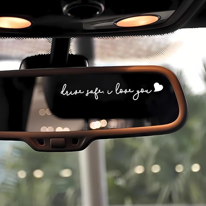3X drive safe Decal, Rearview Mirror Car Mirror Accessories, Rearview Accessories, Laptop Decals, Cute Car Stickers by Comasol (White)