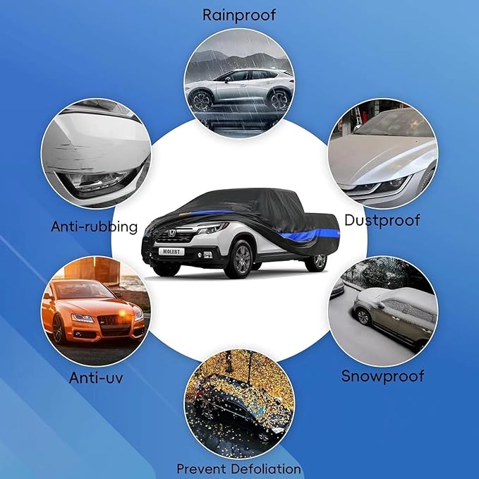 Pickup Truck Cover Waterproof All Weather, Full Exterior Truck Car Covers Snow Sun Protection, Fit Toyota Tacoma/Tundra, Chevy Silverado, GMC Sierra, Dodge RAM 1500 ect (up to 230 inch)