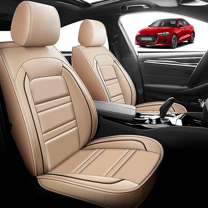 Seat Cover for Audi a3 2006-2025 | Car Seat Covers Front Seats, Waterproof Seat Protectors, Automotive Front Seat Covers (Front Seat, Beige)