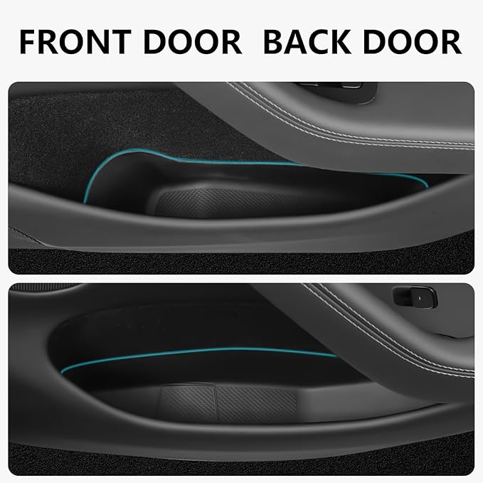4PCS Door Side Pocket Storage Box for TeslaModel Y Juniper 2025 Front& Rear Door Pocket InnerOrganizer Trays TPE for Model Y Juniper Access
