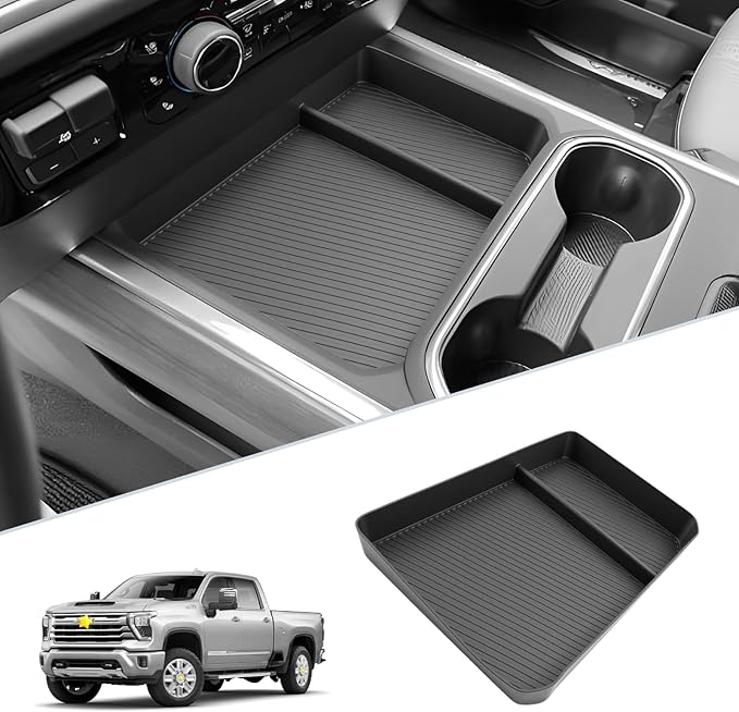 SKTU 2024 2025 2026 Chevy Silverado 2500 HD Center Console Organizer for 2024-2026 Silverado 2500HD 3500HD Center Console Tray 2024 2025 2026 Chevy Silverado 2500 HD Accessories (w/Bucket Seats Only)