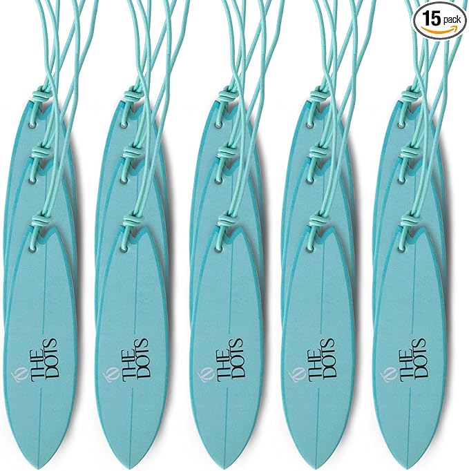 THEDOTS 15 Pack Coconut Lychee Surfboard Hanging Car Air Fresheners, Detachable Message Cards with Surfing Art, Long-lasting Scent for Car & Home
