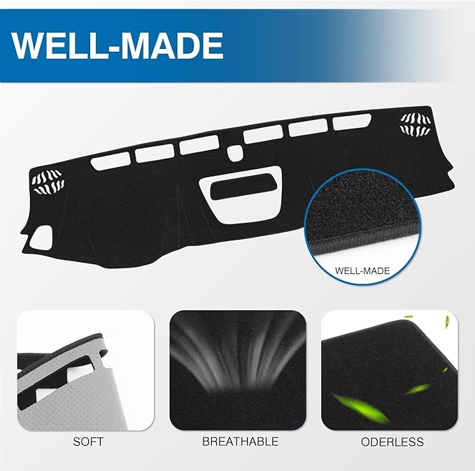 KUST Car Dash Cover for Chevy Chevrolet Colorado 2015-2021 2022 Left Hand Driving Polyester Dashboard Cover Non-slip Center Console Dash Cover Interior Accessories for Colorado Sunshade No Glare Black