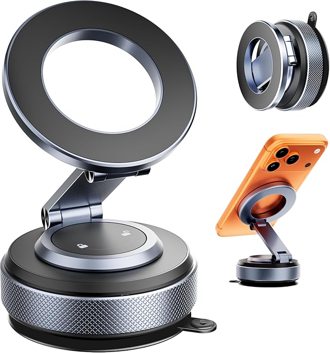 2026 Upgraded Vacuum Magnetic Phone Holder for Car for Magsafe [24X Strongest Magnets][5X Durability] 360° Adjustable Car Phone Mount, Cell Phone Holders for iPhone 17 Pro Max 16-12 Air Plus