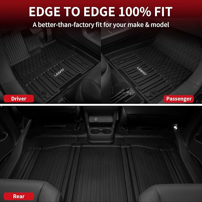 LASFIT Floor Mats for Toyota Sienna 7 Seats 2021-2025 (Only for 7 Seat & Not Fit 2025 Platinum Edition) All Weather TPE Custom Fit Floor Liner for Toyota 7 Passenger Front and Rear Car Mat, Black