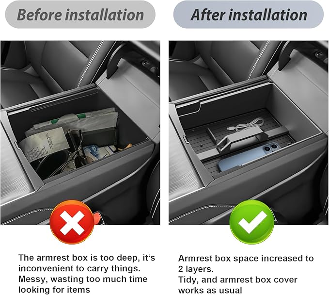 SKTU for 2024 2025 2026 GMC Acadia Center Console Organizer for 2024 2025 2026 GMC Acadia (Elevation/AT4/Denali) Console Tray 2024 2025 2026 Acadia Accessories with Sunglasses Holder