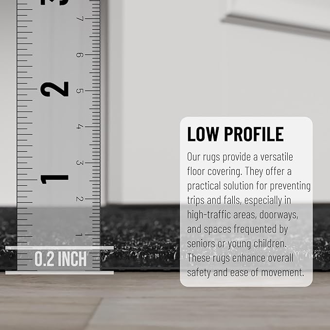 Ottomanson 2'7" x 9' Hallway Runner with Scraper Pile - Extra Durable Non-Slip Rug Mat for Indoor & Outdoor Use - Ideal for Kitchen, Entryway & Garage - High-Traffic Carpet, Black