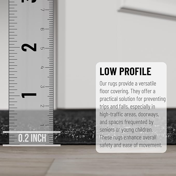 Ottomanson 2'7" x 53' Hallway Runner with Scraper Pile - Extra Durable Non-Slip Rug Mat for Indoor & Outdoor Use - Ideal for Kitchen, Entryway & Garage - High-Traffic Carpet, Black