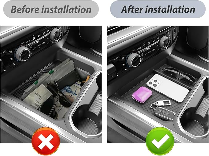 SKTU 2024 2025 2026 Chevy Silverado 2500 HD Center Console Organizer for 2024-2026 Silverado 2500HD 3500HD Center Console Tray 2024 2025 2026 Chevy Silverado 2500 HD Accessories (w/Bucket Seats Only)