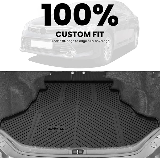 LASFIT Trunk Mat for Toyota Camry 2017 2016 2015 2014 2013 2012 (Not Fit Hybrid), Custom Fit TPE All Weather Cargo Mat for Camry 2012-2017 Trunk Liner Rear Cargo Liner, Black