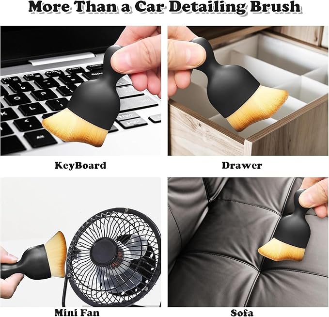 4 Pcs Car Interior Cleaning Tool,Car Interior Detailing Brush,Car Cleaning Brush Dust Collectors, Car Interior Cleaning Soft Brushes,Curved Design Dirt Dust Clean Brushes