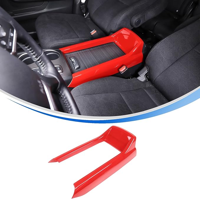 Armrest Box Frame Trim for Honda Pilot 2016-2022/ Ridgeline 2020-2023/ Passport 2019-2023 Accessories, ABS Center Console Armrest Box Frame Protective Cover (Sports Red)