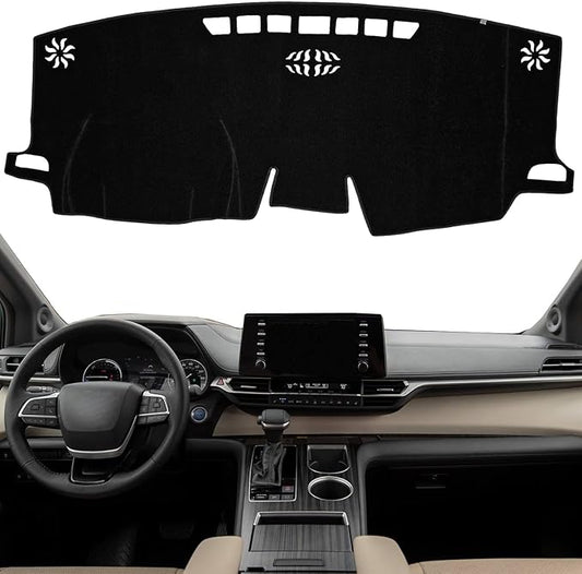 KEYOOG Dashboard Cover Dash Mat Fit for to-yota Sienna 2024-2021 (Without HUD Models),Car Dash Board Mat Anti-Glare Carpet,Non-Slip Pad Sunshield Protector (Black)