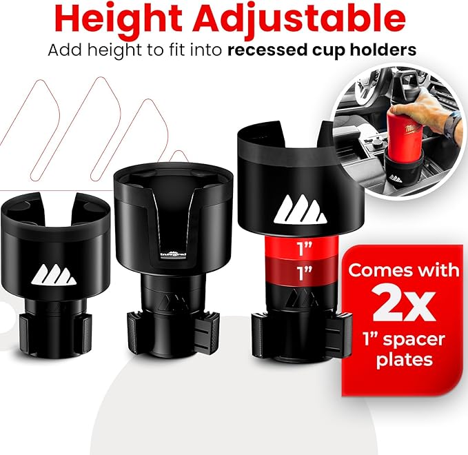 [Upgraded] Integral Ultimate Car Cup Holder Expander - Adjustable Base - Organizer & Expander for Vehicles - Compatible with Mugs, Yeti 14/24/36/46oz, Rambler, Hydro Flasks 32/40oz, 3.4"-4.0" Bottles