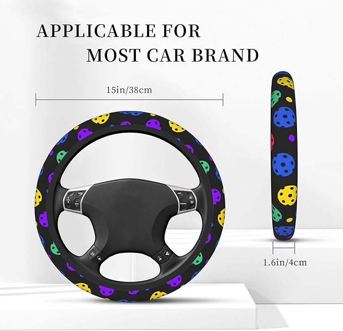 Rainbow Balls Steering Wheel Covers Universal 15 Inch Car Wheel Cover,Anti-Slip Breathable Car Accessories Protector Fit for Trucks,Sedans,SUVs,Vans