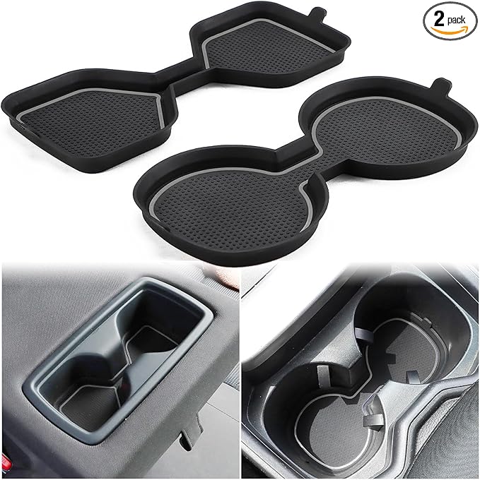 Auovo 3D Cup Holder Inserts for Toyota RAV4 Accessories 2025 2024 2023 2022 2021 2020 2019 Silicone Center Console Cup Holder Coaster Liner Mat Pad Interior Trims (Gray, 2pcs kit)