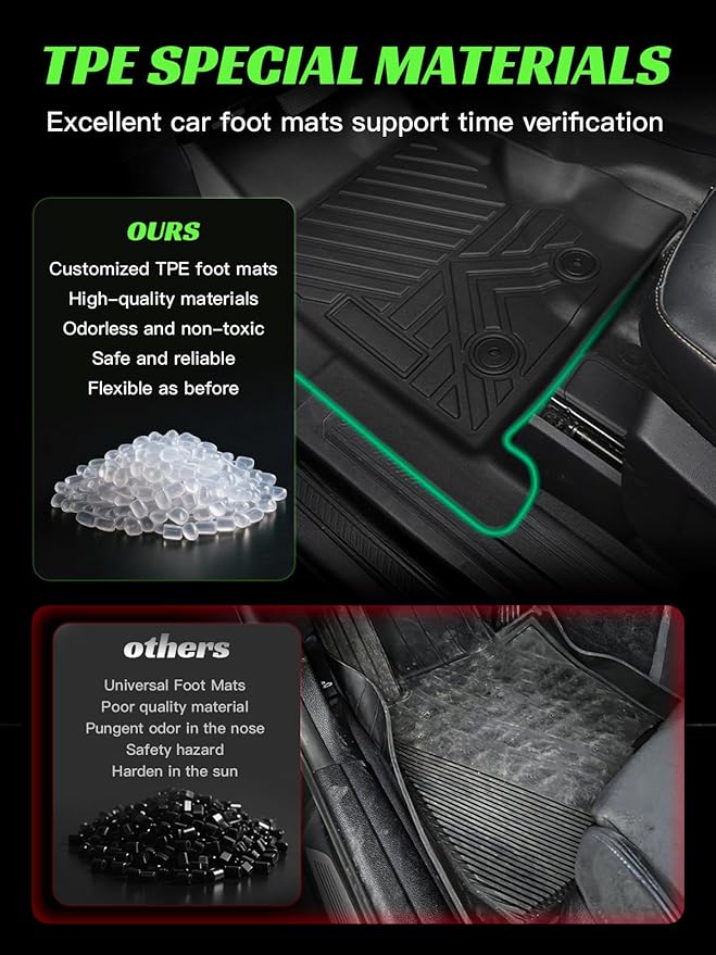 TPE All-Weather Floor Mats Cargo Liner for Ford Bronco 4 Door 2021-2025(Not for Bronco Sport) | Custom Fit Floor Liners Trunk Mat,1st & 2nd Row & Cargo Liner, Easy to Clean (4-Piece Set, Black)