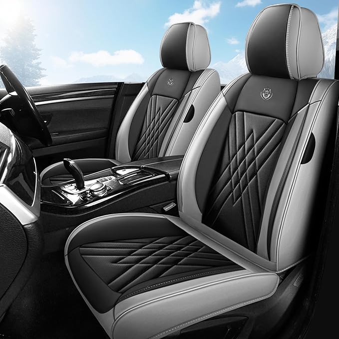 Seat Covers Fit for Subaru Crosstrek 2016-2026 Nappa Leather Waterproof Breathable Car Seat Cover, Easy to Install Airbag Compatibility, Auto Interior Accessories(Full Set, Black Gray)