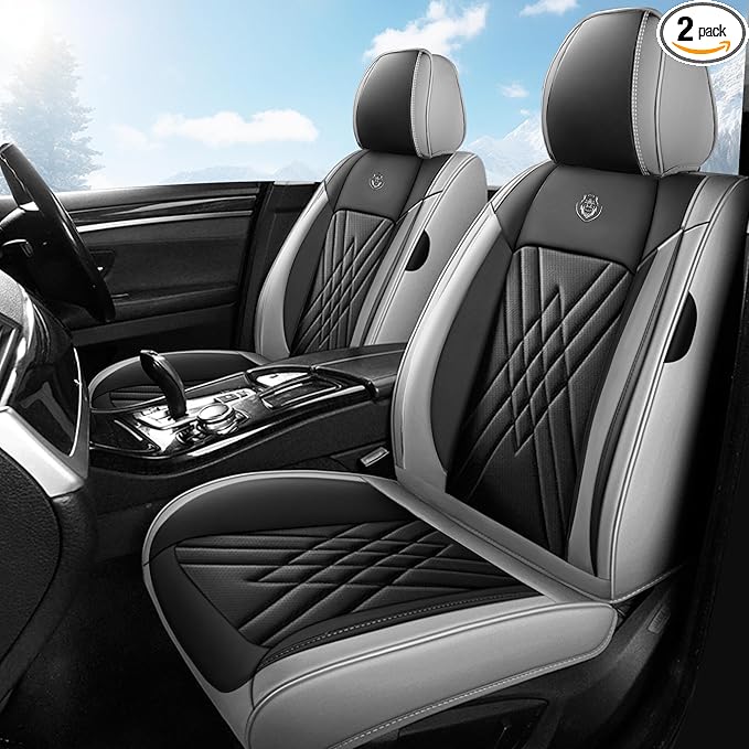 Seat Covers Fit for Subaru Crosstrek 2016-2026 Nappa Leather Waterproof Breathable Car Seat Cover, Easy to Install Airbag Compatibility, Auto Interior Accessories(Front Set, Black Gray)