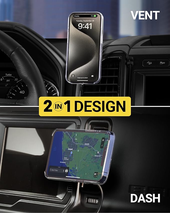Scosche MPQ6DV-SP Magnetic Phone Holder for Car Dashboard/Vent, 15W Wireless Fast Car Charger Phone Stand, Hands Free Cell Phone Mount Compatible with iPhone 17/16/15/14/13/12 Series & MagSafe Case