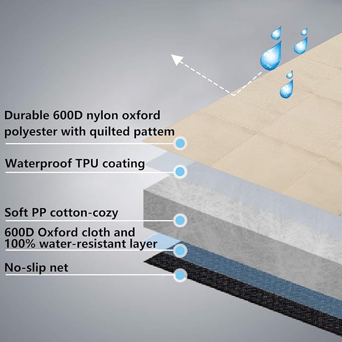 Dog Car Seat Cover for Back Seat Waterproof Backseat Protector, Nonslip Rear Seat Cover for Kids,Universal Size Fits Cars Trucks SUVs (Beige)