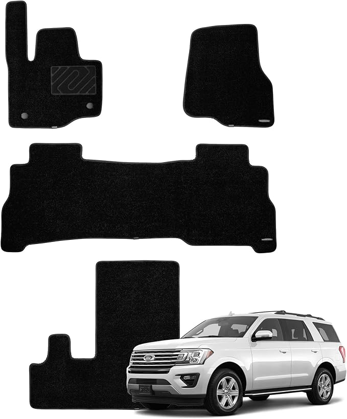 WENNEBIRD Superior Carpet Floor Mats for 2018-2024 Ford Expedition 7 Seats (Not for 8 Seats), 0.6-Inch Ultra-Thick, Noise-Reducing, All-Weather Waterproof Anti-Slip – 4-Pc Set