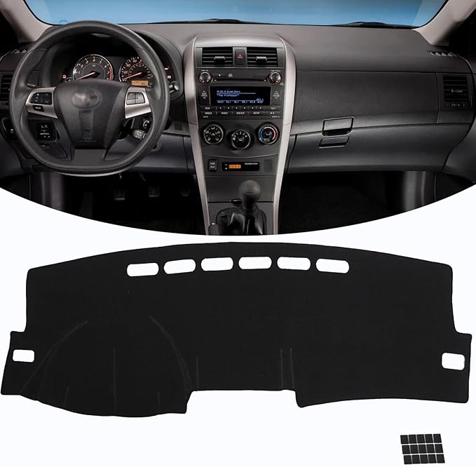 KEYOOG Dashboard Cover Dash Mat Fit for to-yota Corolla 2013-2009 (for Left Hand Drive),Car Dash Board Mat Anti-Glare Carpet,Non-Slip Pad Sunshield Protector (Black)