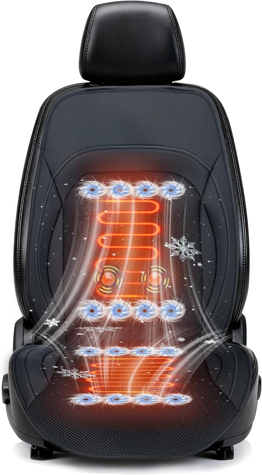 16-Fan Ventilated Car Seat Cooler with Massage, 12V All-Season Cooling Cushion for Front Seats in Cars and SUVs (Cooling&Heated&Massage-3)
