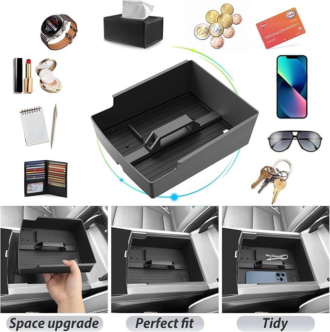 SKTU for 2025 2026 Buick Enclave Center Console Organizer for 2025 2026 Buick Enclave (Preferred/Sport Touring/Avenir) ABS Console Tray Buick Enclave 2025 2026 Accessories with Sunglasses Holder