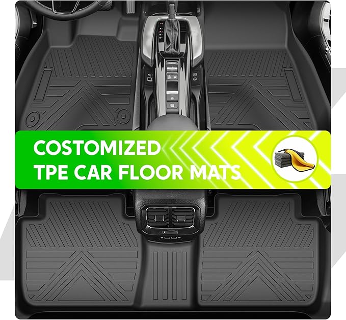 TPE All-Weather Floor Mats for Honda HR-V 2023 2024 2025 2026 | Custom Fit Heavy Duty Truck Floor Liners | Front & Rear Row Protection | Durable, Odorless, Easy to Clean (3-Piece Set, Black)