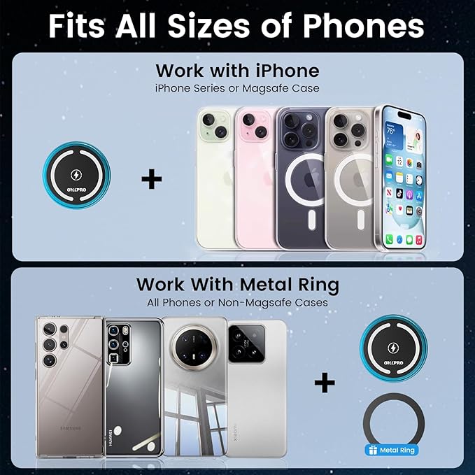 OHLPRO for MagSafe Car Charger Cup Holder Mount, 15W Fast Wireless Magnetic Charging Phone Holder for iPhone 16 15 14 13 12 Series, Adjustable Car Mount with Large Cup Base, One-Hand Operation