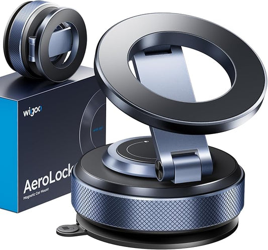 Wigoo Vacuum Magnetic Phone Holder for Car for Magsafe [80LBS Suction & 3000gf Magnetic] 360° Adjustable Car Phone Mount, Cell Phone Holders for Your Car, for iPhone 17 Pro Max 16 15 14 13 12 Air Plus
