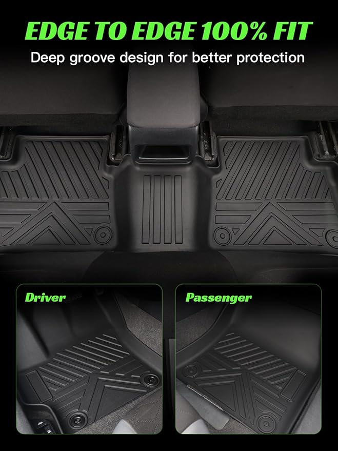 TPE All-Weather Floor Mats for Toyota Corolla Sedan 2020-2023 2024 2025 | Custom Fit Heavy Duty Truck Floor Liners | Front & Rear Row Protection | Durable, Odorless, Accessories (3-Piece Set, Black)
