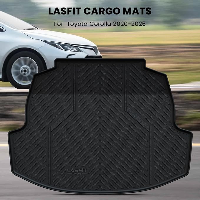 LASFIT Trunk Mat for Toyota Corolla 2020-2026,All Weather Cargo Mat Custom Fit TPE Cargo Liner for Corolla Front and Rear Trunk Liner, Black