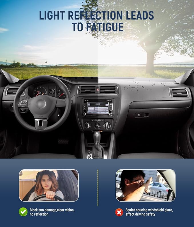 BIBLOZ Dash Cover for Volkswagen Jetta 2011-2018 Accessories Black Flannel Dashboard Cover Mat Car Dashboard UV Sun