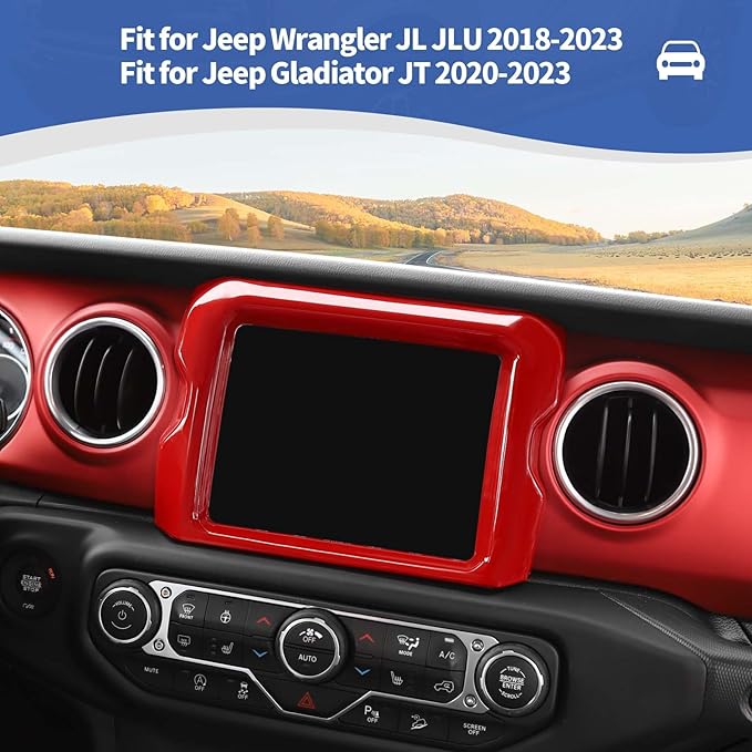 RT-TCZ for Jeep JL Center Console Radio Display Panel Trim Cover for Jeep Wrangler JL JLU Gladiator JT 2018-2023 Red Interior Accessories 8.4 inch
