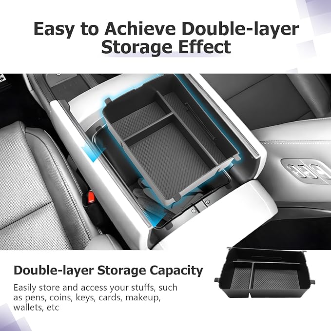 LUWU 2026 Palisade Accessories for 2026 Hyundai Palisade Accessories Palisade LX3 Lower Center Console Organizer, Armrest Console Tray Storage Box Black 2-Pack (Only for 7-Seat)