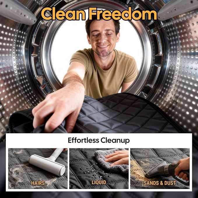 Wigoo Dog Truck Seat Cover for Back Seat, 450lb Support Hard Bottom Hammock for 1–4 Large Dogs, Waterproof & Anti-Scratch Backseat Protector, Car Bed Extender for Truck & SUV, Size-XL, Black+Orange