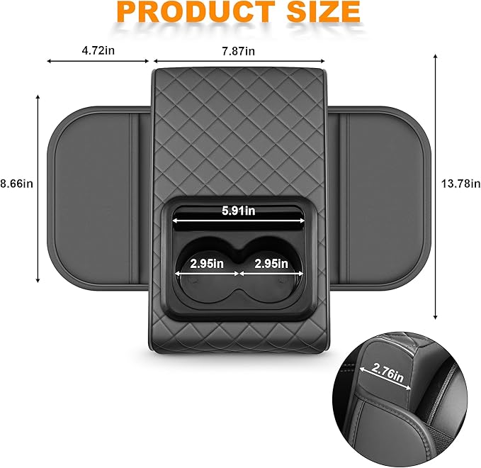 Armrest Cover for Car Fit for Jeep Grand Cherokee - Center Console Cover with Cup Holders and 2 Storage Pockets(Grey)