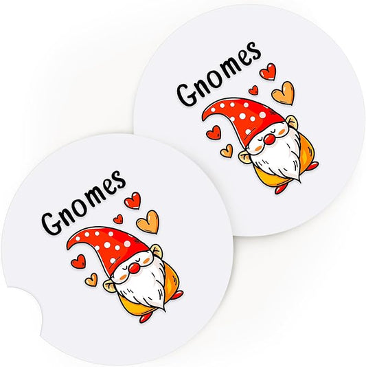 2 Pack Gnomes Car Cup Holder Coaster, Cute Car Interior Accessories Drink Coaster for Women & Men, Gnomes Lovers Themed Gifts Stuff Accessories Things Merchandise Items!