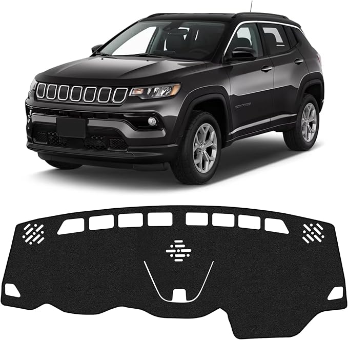KUST Car Dash Cover for Jeep Cherokee Latitude 2014-2023 Polyester Dashboard Cover Non-Slip Center Console Dash Cover Interior Accessories for Cherokee