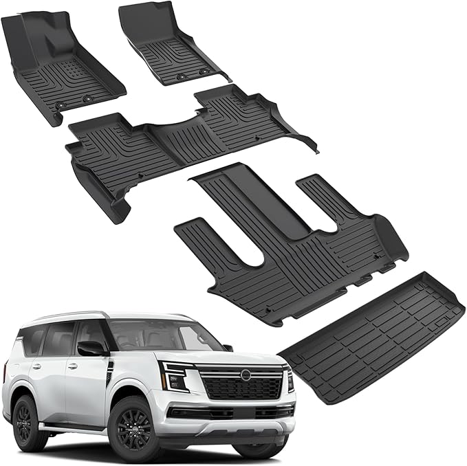 for Nissan Armada/Infiniti QX80 Floor Mats 2025 7 Seats,Car Mats for Nissan Armada All Weather Floor Mats Cargo Floor Liner Accessories 2025