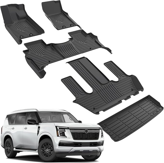for Nissan Armada/Infiniti QX80 Floor Mats 2025 7 Seats,Car Mats for Nissan Armada All Weather Floor Mats Cargo Floor Liner Accessories 2025
